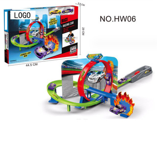 Hot wheel đường đua gồm 2 xe và 1 vòng xoắn đồ chơi trẻ em