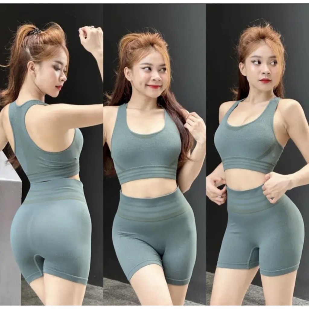 Bộ thể thao nữ bộ tập gym, bộ tập yoga, bộ tập earobic, bộ tập thể dục nữ có mút ngực quần legging nâng mông_BR93