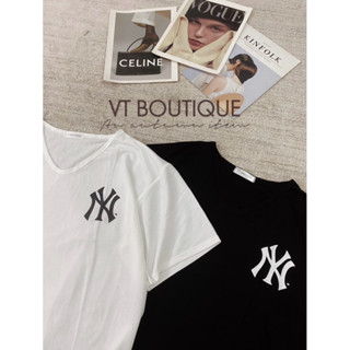 [Ảnh thật] Áo thun cotton giấy cộc tay vạt bầu cổ tim nữ in N.Y freesize 2 màu hottrend