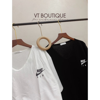 Áo thun cotton giấy cộc tay vạt bầu cổ tim nữ in NI.KE freesize 2 màu hottrend