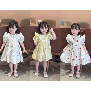 NT311 Váy bé gái cánh tiên tay bồng dáng xoè chất liệu thô boi thêu xịn sò
