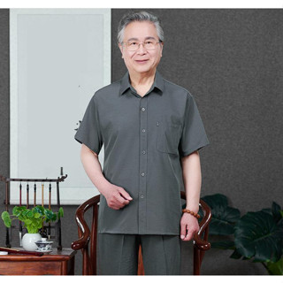 [Giá rẻ] Bộ quần áo hè nam trung niên cổ bẻ chất mát cho bố cho ông mẫu mới 2024