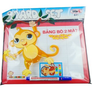 Bảng bộ 2 mặt / bảng con học sinh winq / qui lực b-01 1 mặt bút lông, 1 mặt phấn kèm moust lau bảng, bút lông