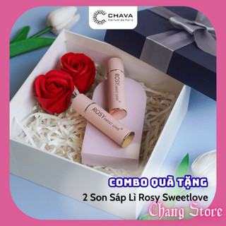 Hộp quà tặng 2 son sáp lỳ sweet love - rosy - son lì không chì bảo vệ môi changstore