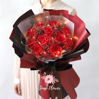  Bó hoa sáp 15 bông kết hợp baby và cẩm tú cầu – Quà tặng sinh nhật tuyệt vời cho những dịp đặc biệt 