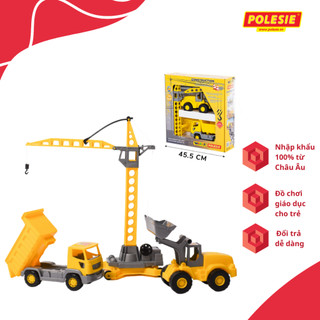 Bộ Đồ Chơi Xe Và Cần Cẩu Xây Dựng Polesie 57150 Kích Thích Tinh Thần Sáng Tạo, An Toàn, Thông Minh