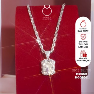 Dây xoắn 950 bản 3li d0030c kèm mặt đá chữ nhật nam phi 10li m0459 bạc ý s925 xi kim | mi.a trang sức bạc