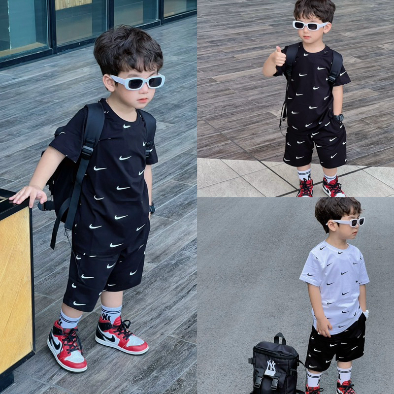 Bộ short mono N IKE đen bé trai