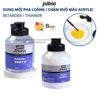 Dung môi pha loãng màu và làm chậm khô màu Acrylic , Thinner / Retarder Pebeo 500ml