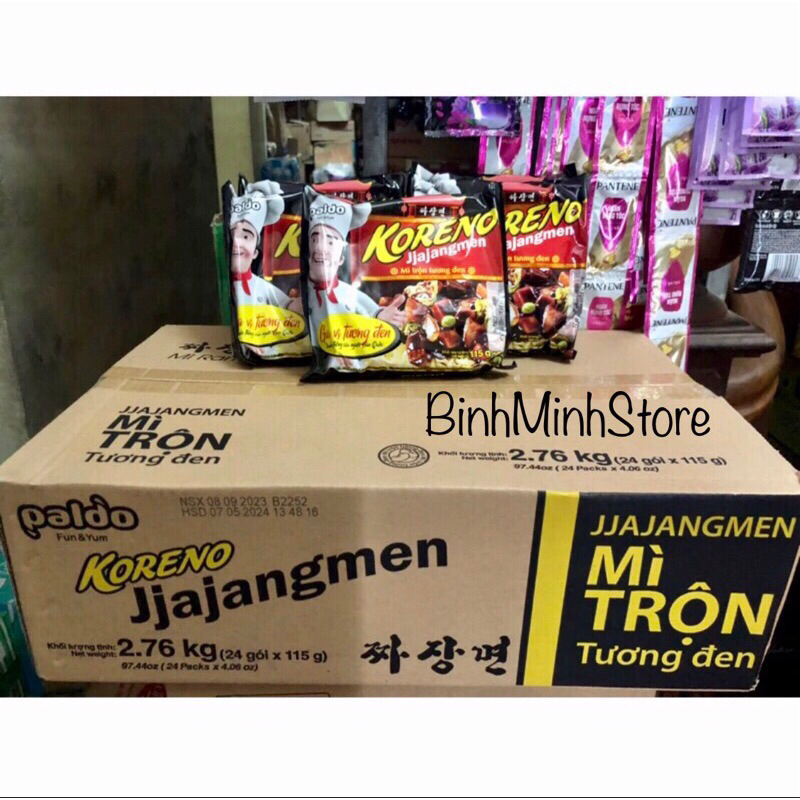 THÙNG 24 GÓI MÌ TRỘN TƯƠNG ĐEN KORENO JJAJANGMEN PALDO Gói 115g - Bao Ngon