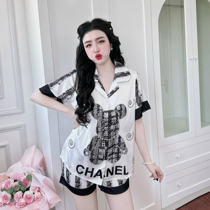 Đồ Mặc Nhà Nữ Pijama SOJUN Bộ Pijama Đùi Cánh Dơi Cổ Truyền Thống Dưới 70Kg