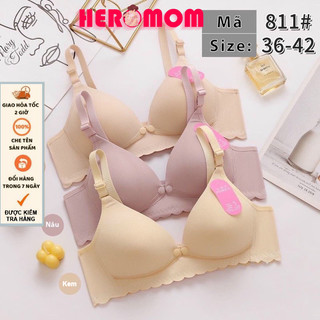Áo lót ngực cho con bú LỤA TĂM mở khuy không gọng nâng ngực chống chảy xệ kháng khuẩn Heromom Store