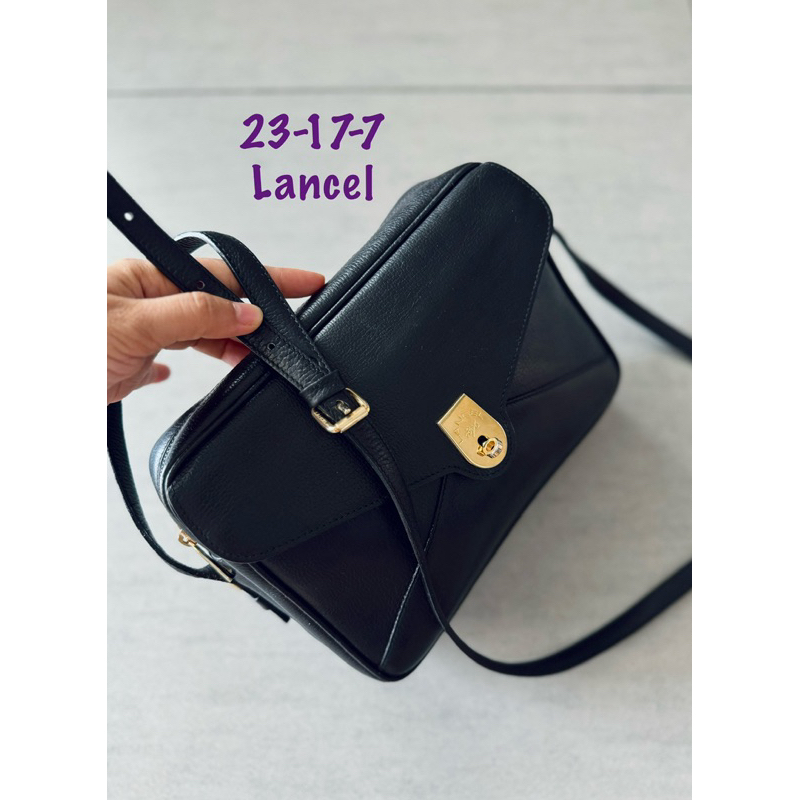 SALE-túi si da thật nhà Lancel dáng hộp mềm