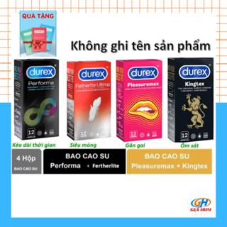 Combo 4 hộp bao cao su Durex Performa, fetherlite, pleasuremax, kingtex - 48 cái
