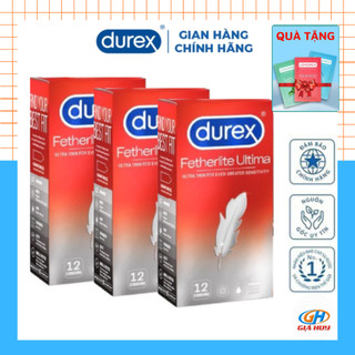 Combo 3  hộp bao cao su Durex Fetherlite Ultima (12 bao/hộp, size 52mm)