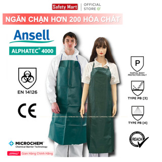 Combo 2 chiếc yếm chống hóa chất microchem 4000-212, tạp dề ansell alphatec 4000 bảo hộ lao động - safemall