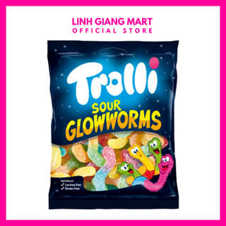 Trolli sour glowworms - kẹo dẻo bọc đường hình con sâu hương trái cây tổng hợp - gói 100g
