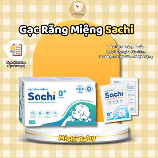 Michibaby- gạc rơ lưỡi sachi chiết xuất lá hẹ, lô hội, cúc la mã - vệ sinh răng miệng cho bé từ 0m+ - mc352