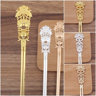 Cán trâm đúc họa tiết hoa mẫu đơn bươm bướm nguyên liệu làm trâm làm trang sức cổ trang cosplay cổ phục NL0614