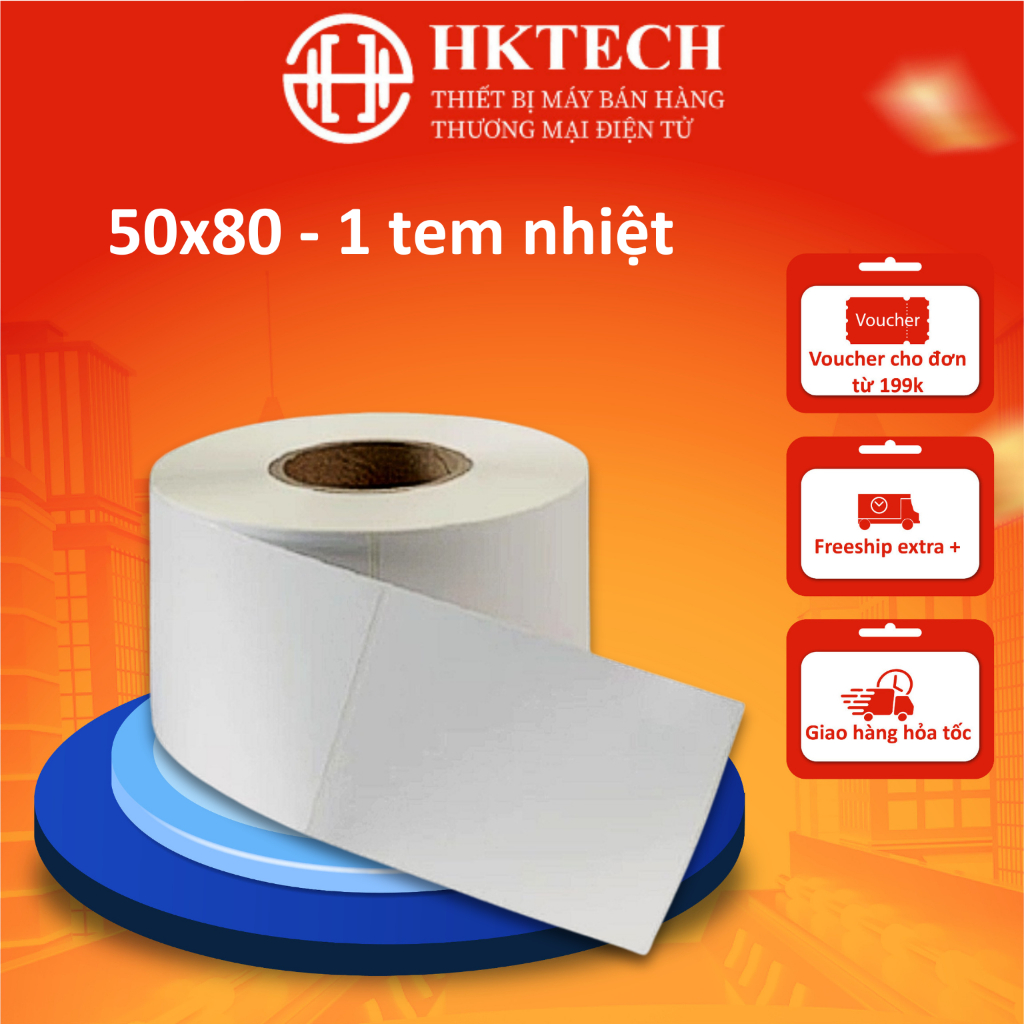 Giấy In Tem 50x80 mm - 5x8 cm (Cuộn 30 Mét)