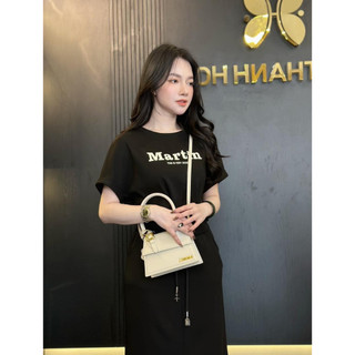 Sét umi áo croptop cộc tay kèm chân váy cạp chun dáng dài xẻ