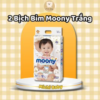 Combo 2 bịch - tã bỉm moony natural trắng dán/quần nb62/s58/m46/l38/l36/xl32 - michi baby mc575