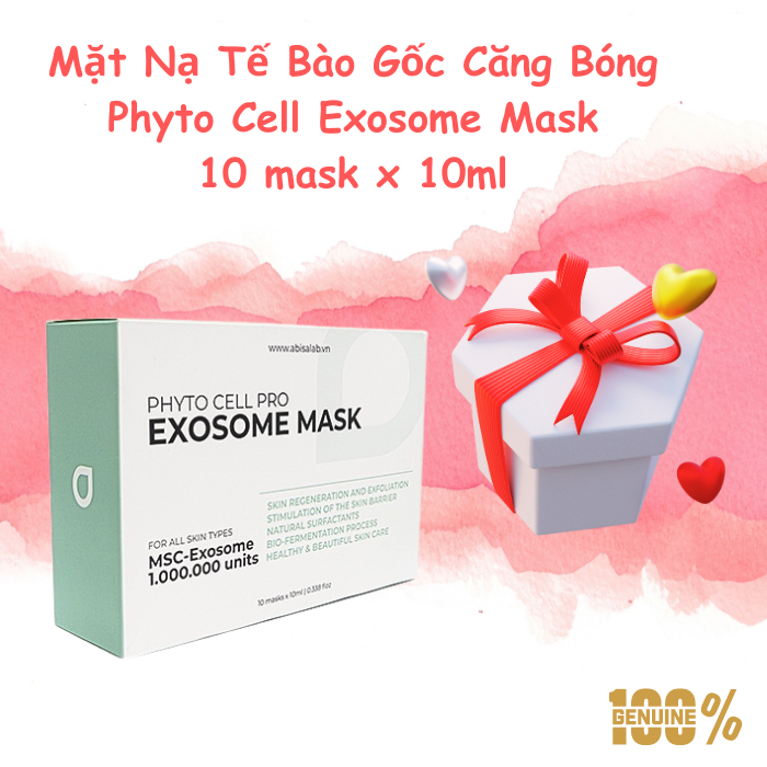 Hộp 10 miếng Mặt Nạ Tế Bào Gốc Căng Bóng Phyto Cell Exosome Mask Abisalab 10ml