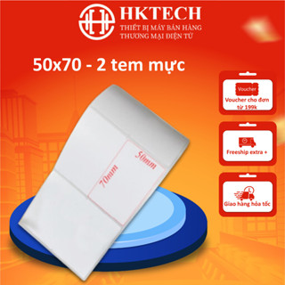  Giấy In Mã Vạch 2 Tem 50x70 mm - Giấy In Tem 2 Hàng 5x7 cm  Cuộn 50 Mét  