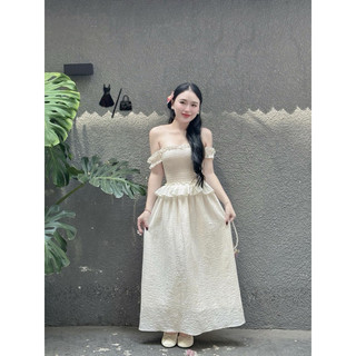 ĐẦM MAXI BẸT VAI NHÚN THUN