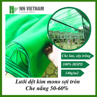 Lưới dệt kim mono sợi tròn HDPE dùng che vườn lan, cây trồng, vườn ươm - Xanh lá, khổ ngang 4m
