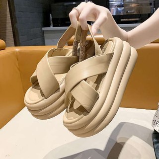 Dép sandal quai chéo đế cao 6cm tôn dáng