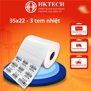 Giấy In Mã Vạch 3 Tem 35x22 mm In Nhiệt (Cuộn 30 Mét)