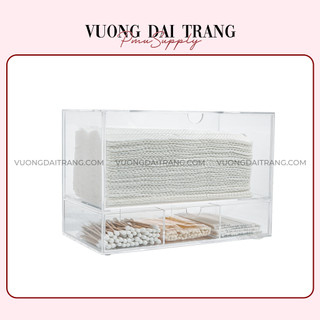 Hộp nhựa Acrylic trong suốt đựng khăn giấy kết hợp ngăn kéo