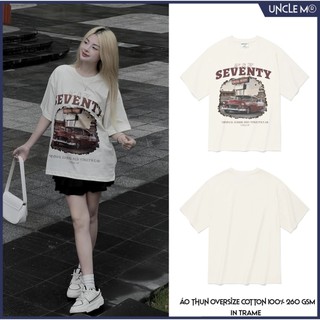 Áo thun local brand cổ tròn Uncle M cotton 100% nam nữ Unisex in lụa trame - Seventy tee