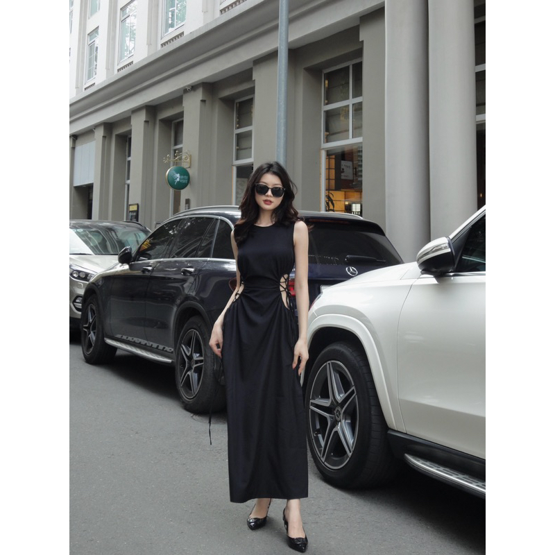 Đầm thắt dây hai bên eo dáng dài