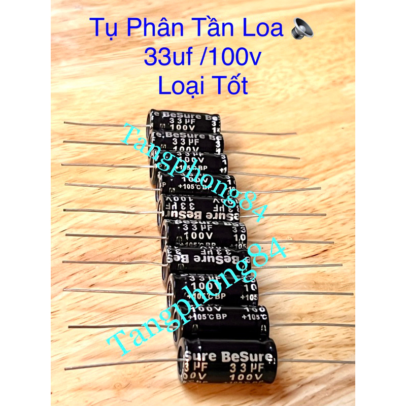 Tụ Phân Tần Loa 33uf-100v Đen Loại Tốt . Giá bán 10 Cái Là 150k
