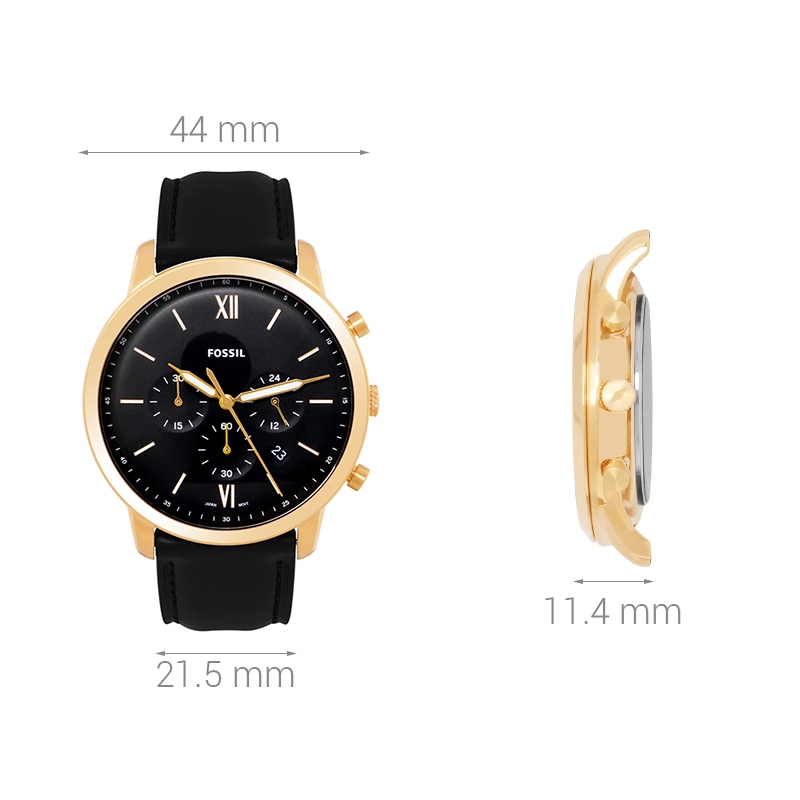 Đồng hồ nam Fossil Neutra Chrono, xem ngày, đếm thời gian, dây da, mặt 44 MM, màu đen, FS5381I