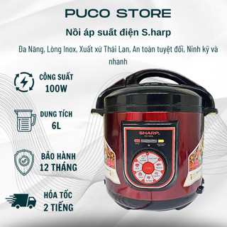 Nồi áp suất điện đa năng s.harp ks-180s/ks-1800 6l lòng inox, bh 12 tháng, an toàn tuyệt đối, ninh kỹ và nhanh - sỉ