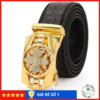  Thắt lưng nam mặt xoay cao cấp dây vân cá sấu dây lưng nam khoá hợp kim loại xịn dây nịt da khóa tự động X003CS 