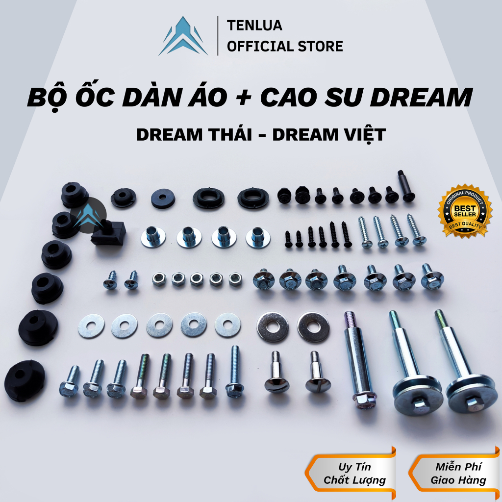 Bộ ốc Dàn Áo Dream Thái-Dream Việt Kèm Cao Su 72 Chi Tiết Hàng cao cấp Loại 1 Phụ Tùng Phụ Kiện