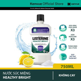 Nước súc miệng giúp răng trắng sáng tự nhiên Listerine Healthy Bright - Dung tích 250ml - 750ml