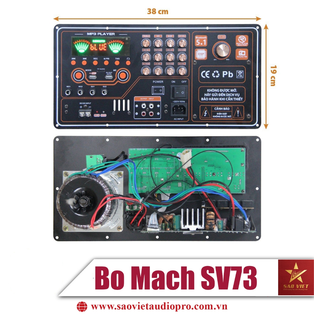 BỘ BO MẠCH LOA KÉO T215 ECHO DELAY + REVERB - 2 KÊNH SV73