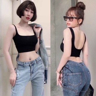 Áo 2 dây croptop cổ U thời trang