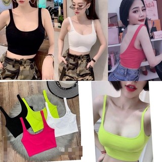 Áo 2 dây croptop cổ U thời trang