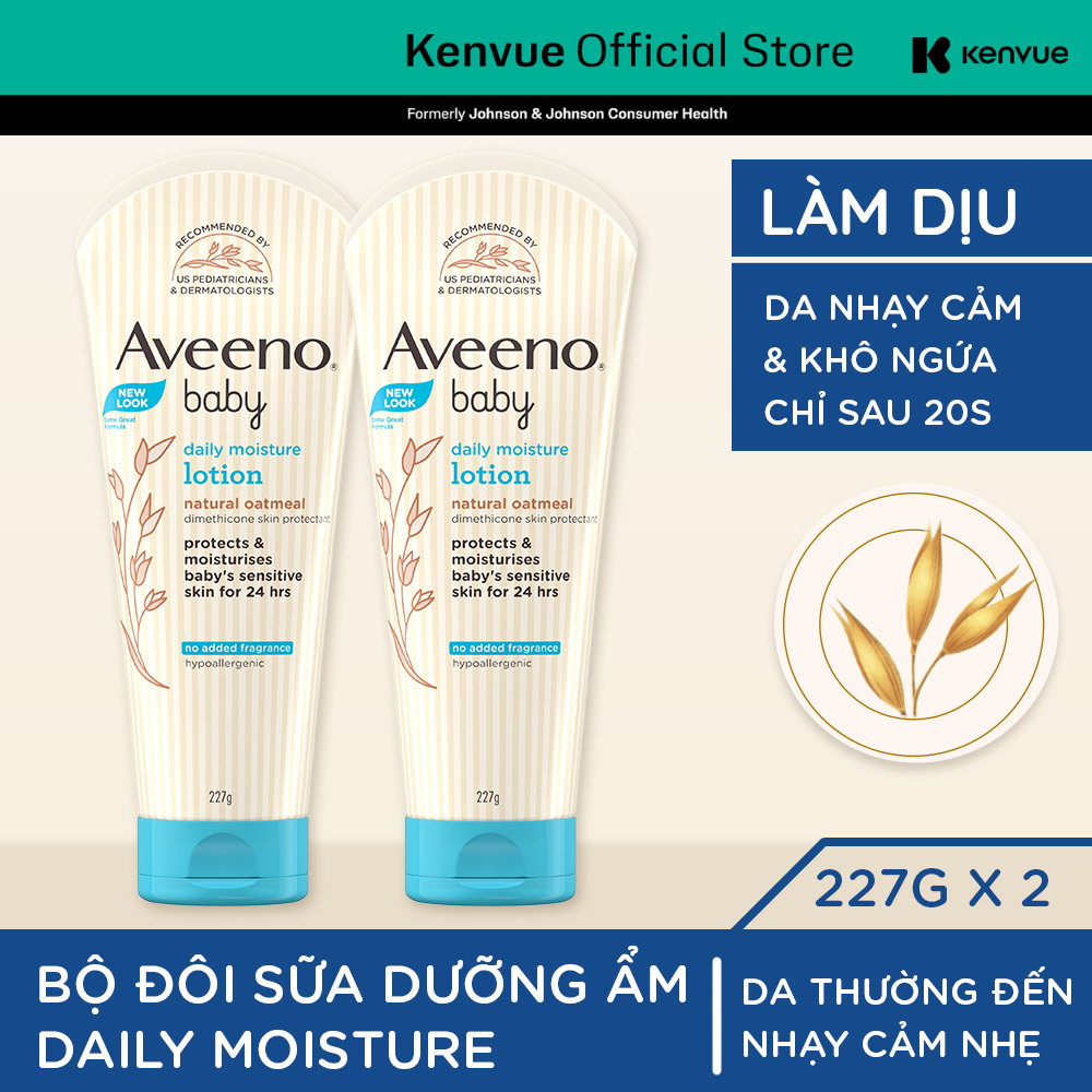 Bộ 2 Sữa dưỡng ẩm cho da khô và nhạy cảm Aveeno Baby Daily Moisture 227g