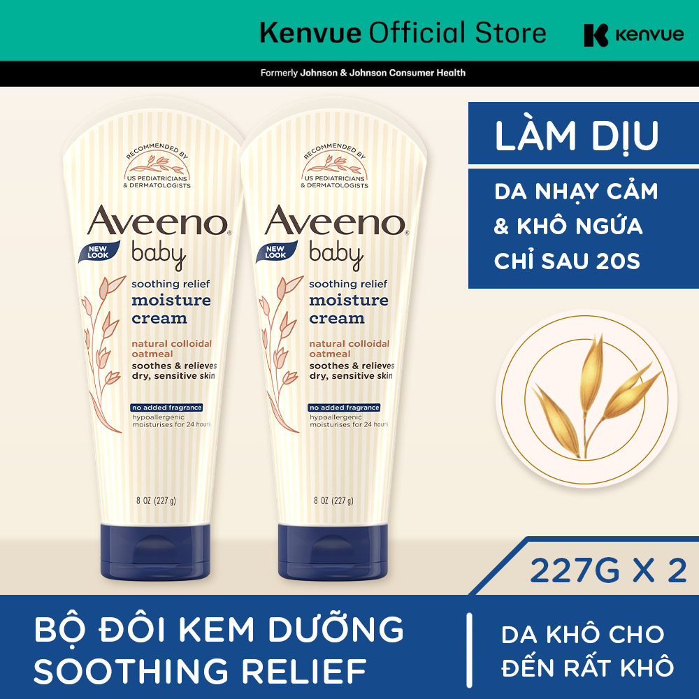 Bộ 2 Kem dưỡng ẩm cho da khô và nhạy cảm Aveeno Baby soothing relief 227g