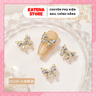 Phụ kiện charm trang trí móng tay hình bướm bằng kim loại đính đá sang trọng