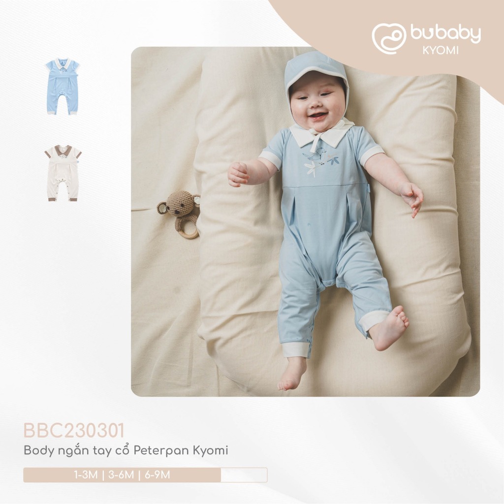 Body ngắn tay cổ Peterpan Kyomi cho bé trai bé gái Bu Baby xuân hè 2024