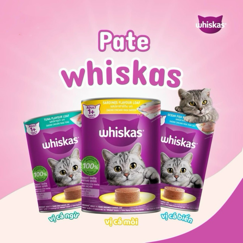 Pate Whiskas lon 400g dành cho mèo