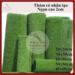 Thảm cỏ nhân tạo, ngọn cao 2cm, đế cao su, thảm cỏ trải sàn